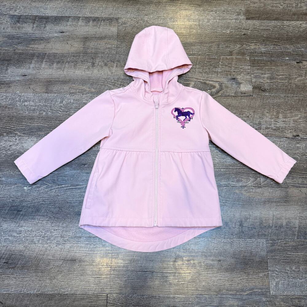 Shyanne Girls Pink Softshell Fleece Lined Horse Jacket Size 4T